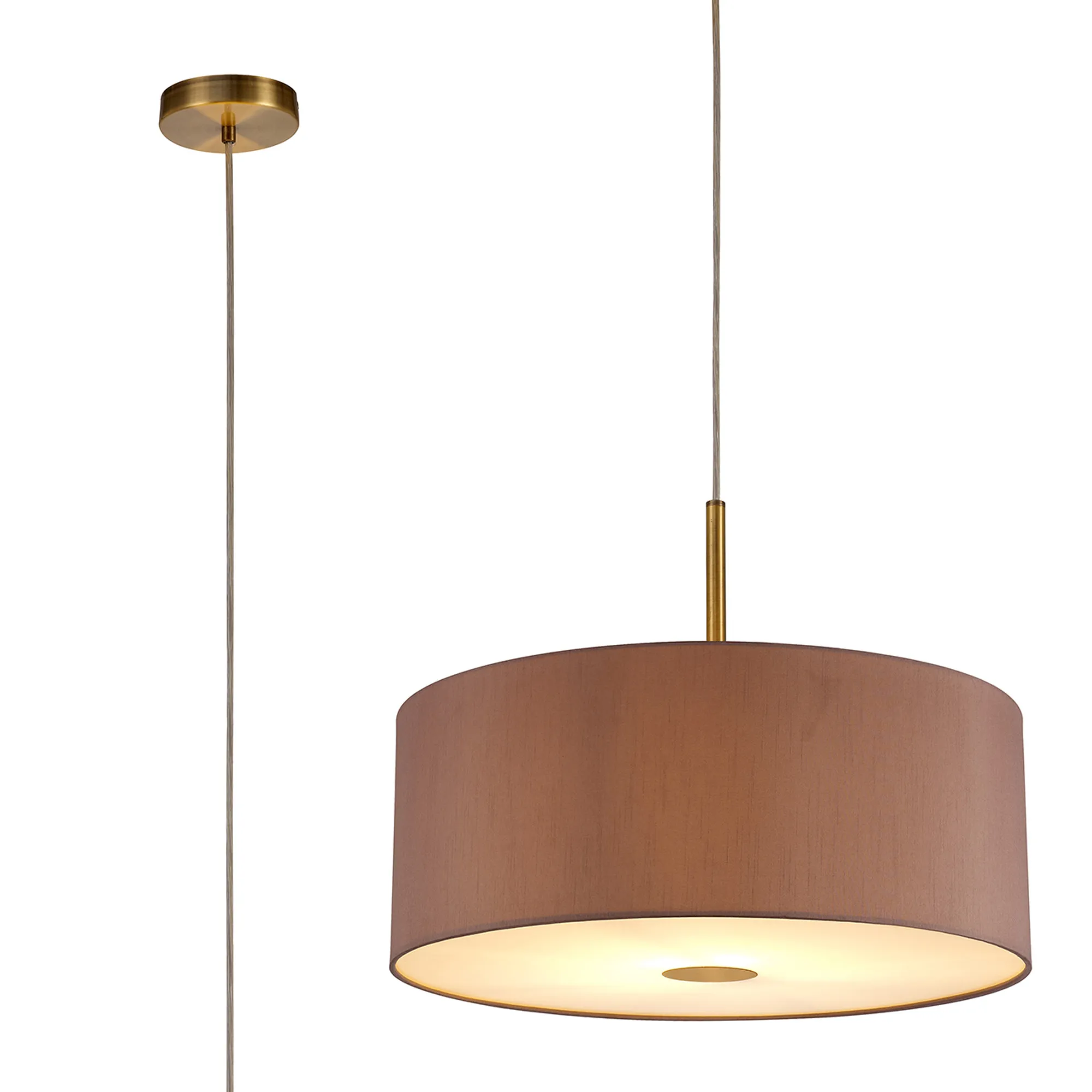 Baymont 50cm Pendant 1 Light Antique Brass, Taupe/Halo Gold, Frosted Diffuser